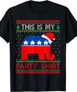 Santa Democrat This Is My Party Christmas Ugly Sweater Classic Shirt