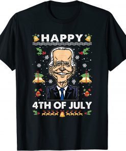 Santa Happy 4th of July Biden Ugly Christmas Unisex T-Shirt