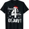 Santa Hat Happy 4th Of July Christmas Sweater Unisex T-Shirt