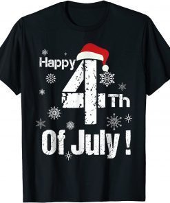 Santa Hat Happy 4th Of July Christmas Sweater Unisex T-Shirt