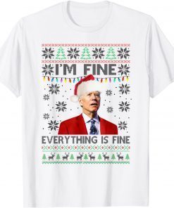 Santa Joe Biden I'm Fine Everything Is Fine Christmas Lights Classic Shirt