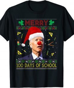 Santa Joe Biden Merry 100th Day Of School Ugly Christmas Classic Shirt