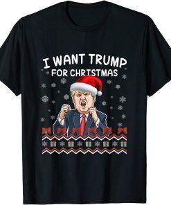 Santa Trump I Want Trump For Merry Christmas Ugly X-mas Unisex T-Shirt