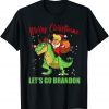 Santa Trump Lets Go Branson Brandon Christmas Dinosaur Gift Shirt