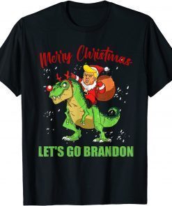 Santa Trump Lets Go Branson Brandon Christmas Dinosaur Gift Shirt