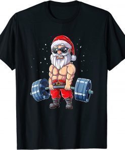 Santa Weightlifting Christmas Fitness Gym Deadlift Xmas Gift Shirt