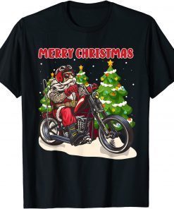 Santa on Motorcycle Christmas Classic Shirt