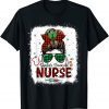 Santas Favorite Nurse Christmas Santa Hat Light Messy Bun Classic Shirt