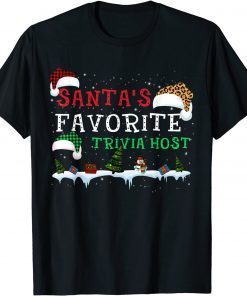 Santa’s Favorite Trivia Host Xmas Leopard Buffalo Plaid Hat Unisex T-Shirt