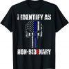 Skull Blue American Flag Patriots I Identify As Non-Bidenary Unisex Shirt