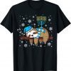 Sleeping Sloth Menorah Hanukkah Chanukah Animal Jewish Gift Shirt