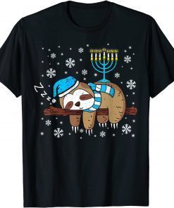 Sleeping Sloth Menorah Hanukkah Chanukah Animal Jewish Gift Shirt