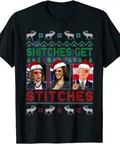 Snitches Get Stitches Xmas Elf Anti Biden & Liberal Limited T-Shirt