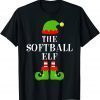 Softball Elf Family Group Matching Christmas Pajama Gift Shirt