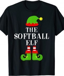 Softball Elf Family Group Matching Christmas Pajama Gift Shirt