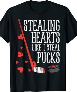 Stealing Hearts Like I Steal Pucks Valentines Day Ice Hockey Classic Shirt