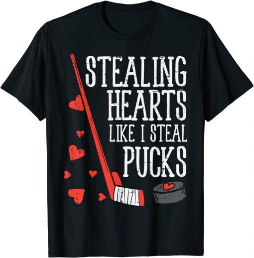 Stealing Hearts Like I Steal Pucks Valentines Day Ice Hockey Classic Shirt