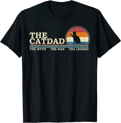 The Cat Dad Kitty Lover Silhouette Sunset Unisex Shirt