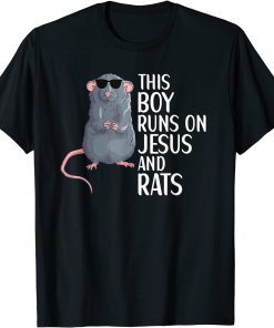 This Boy Runs On Jesus And Rats Rat Lover Apparel T-Shirt