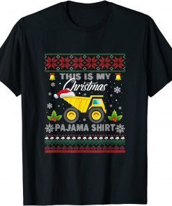 This Is My Christmas Pajama Dump Trucks Santa Hat Ugly Xmas Classic Shirt