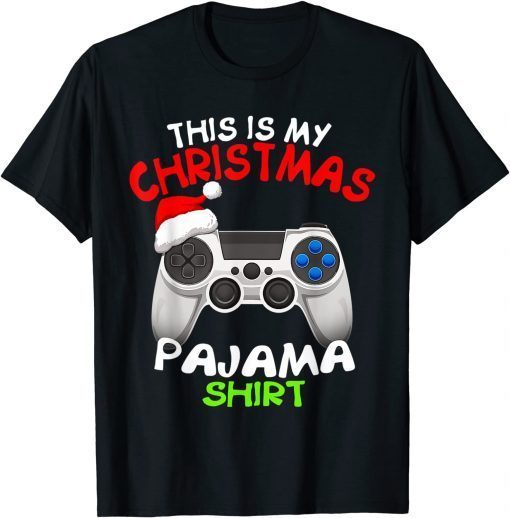 This Is My Christmas Pajama Santa Hat Shirt Xmas Video Gamer T-Shirt