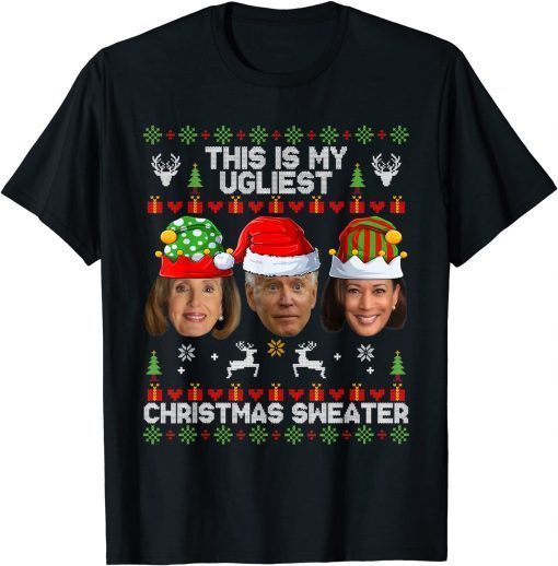 This Is My Ugliest Christmas Anti-Biden Sweater Xmas Classic T-Shirt