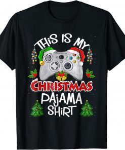 This is My Christmas Pajama Santa Hat Gamer Video Games Gift Shirt