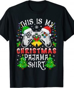 This is My Christmas Pajama Santa Hat Video Game Gift Shirt