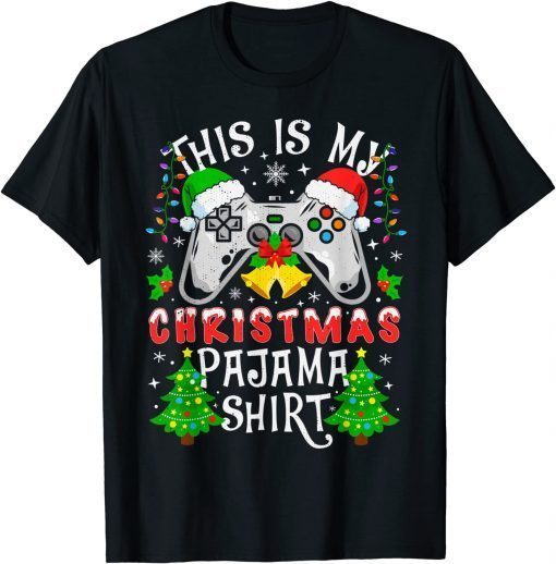 This is My Christmas Pajama Santa Hat Video Game Gift Shirt