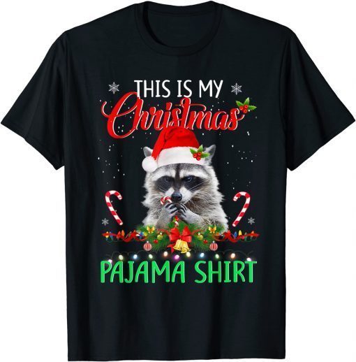 This is My Christmas Pajama Shirt Raccoon Santa Christmas Classic Shirt