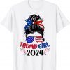 Trump Girl 2024 Christmas Messy Bun Trump Flag Limited Shirt
