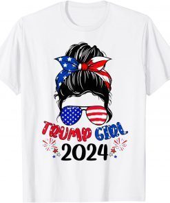 Trump Girl 2024 Christmas Messy Bun Trump Flag Limited Shirt