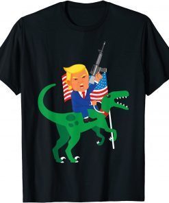 Trump Velociraptor Gun US Flag 2022 Election Republican Unisex Shirt