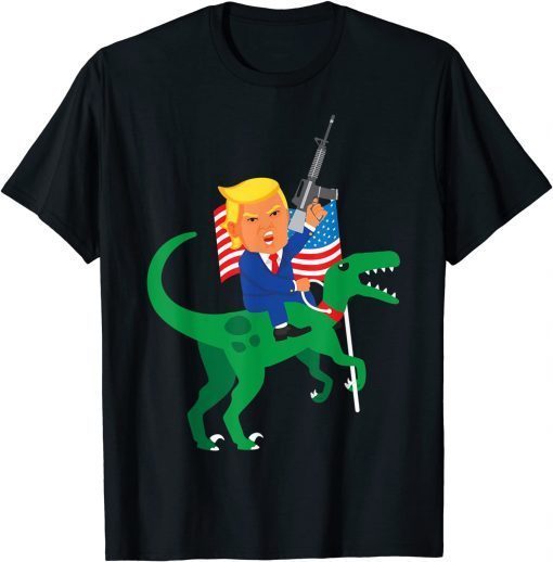 Trump Velociraptor Gun US Flag 2022 Election Republican Unisex Shirt