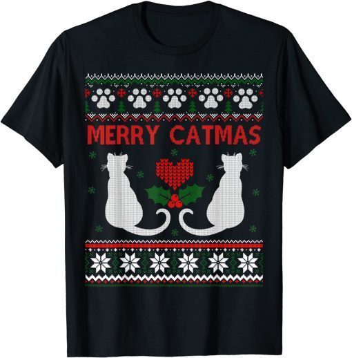 Ugly Christmas Sweater Merry Catmas Cat Lovers Classic Shirt