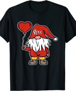 Valentine Gnome Love Hat Heart Balloon Valentine's Day T-Shirt