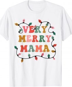 Very Merry Mama Christmas Retro Lights Mama Mom Xmas Unisex Shirt