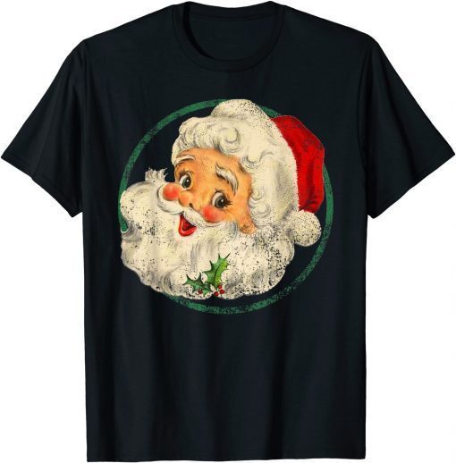 Vintage Christmas Santa Claus Face Old Fashioned T-Shirt