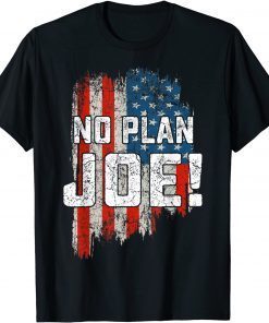 Vintage No Plan Joe USA Flag Joe Biden T-Shirt