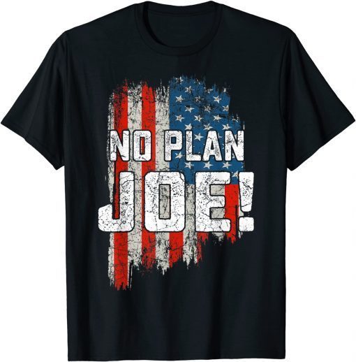 Vintage No Plan Joe USA Flag Joe Biden T-Shirt