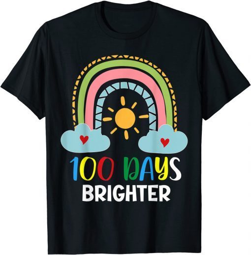 100 Days Brighter 100th Day Of School Pink Rainbow Classic Shirt