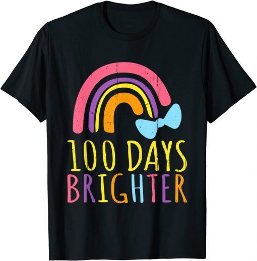 100 Days Brighter Rainbow Cute 100th Day School Smarter Unisex Shirt