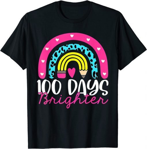 100 Days Brighter Teacher Student 100 Days Of School Rainbow Gift Shirt