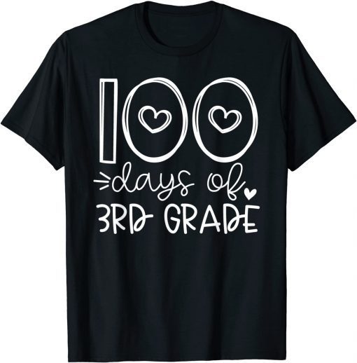 100 Days Of 3rd Grade Heart Third Grade Teacher 100th Day Gift T-Shirt