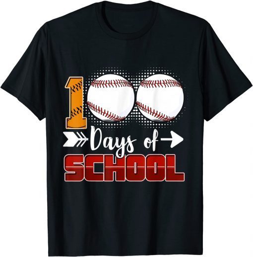 100 Days Of School Baseball 100 Days Smarter 100th Day Gift T-Shirt