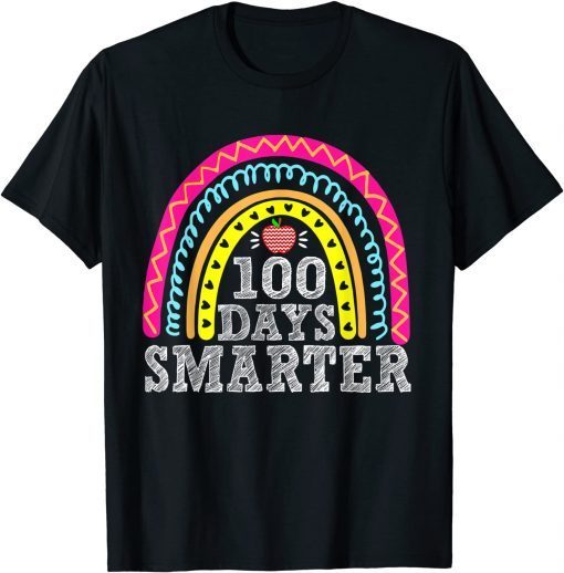 100 Days Smarter Happy 100th Day Of School Rainbow Gift Shirt