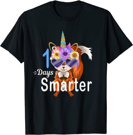 100 Days Smarter Squirrel Unicorn Girls Teacher 100th Day Unisex Shirt