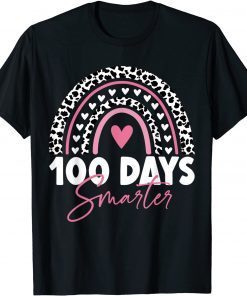 100 Days Smarter Teacher Leopard Rainbow 100th Day Of School Classic Shirt