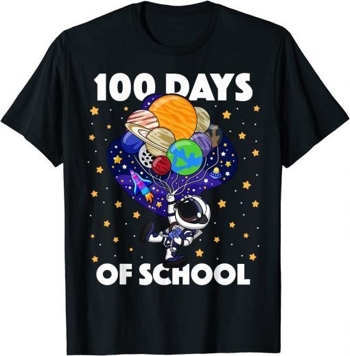100 Days of School Astronaut Outer Space 100th Day Gift T-Shirt