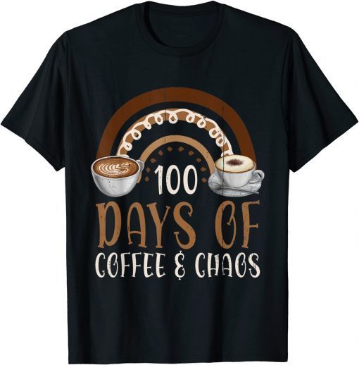 100th Days of Coffee and Chaos Teacher School Rainbow Classic shirt